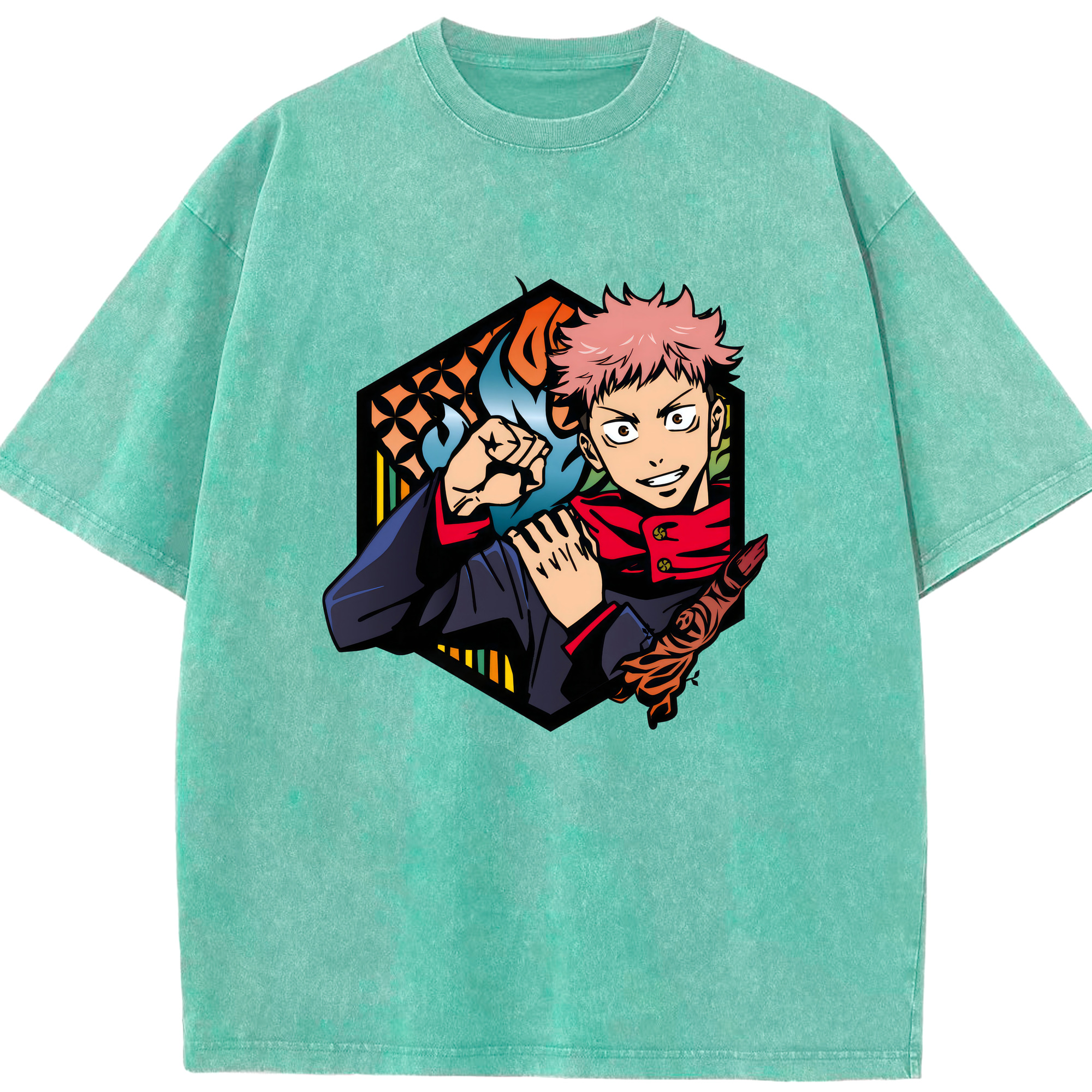 （画像用） 呪術廻戦 Jujutsu Kaisen 綿100% ヴィンテージ風 半袖Tシャツ（フロントプリント）
